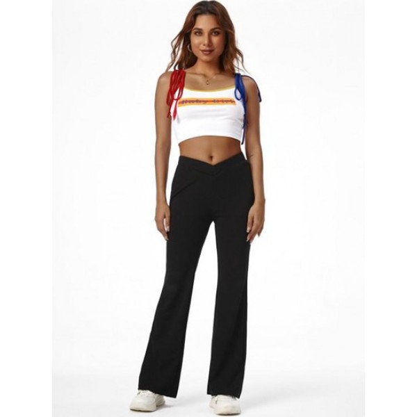 V-waist Solid Flare Pants V-waist Solid Flare Pants